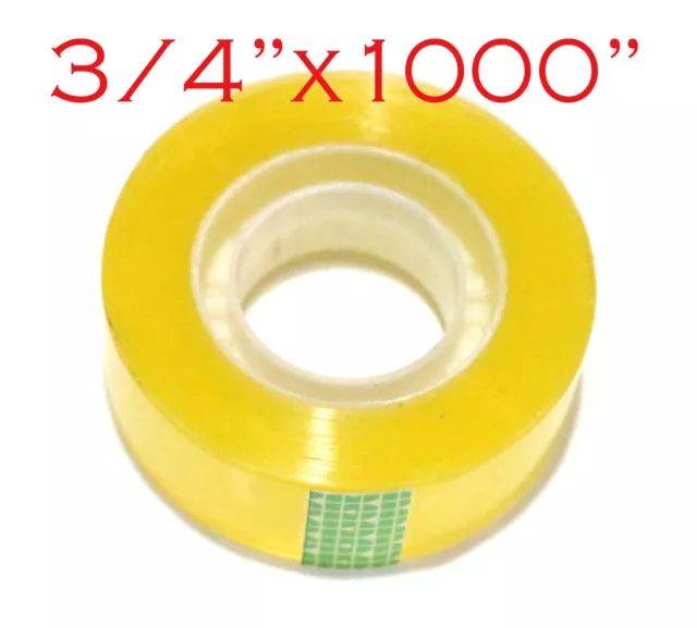 12 Rolls Transparent Crystal Clear Tape 3/4"x1000  Dispenser Refill 1" Core NEW