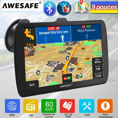 9"Awesafe Portables GPS Navigation POI pour Véhicule avec EuropeCartes&Bluetooth