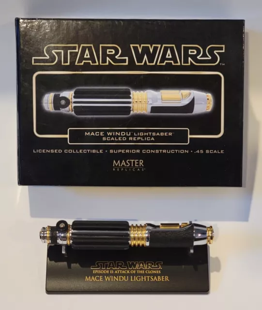 Master Replicas Star Wars Mace Windu  Lightsaber .45 Scaled Replica Ep II MIB