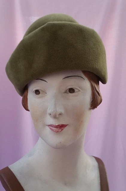 Chapeau De Deuil Vintage Ancien Avec Voile - Style Bibi - Taille Unique En Feutre Noir - Pièce De Collection