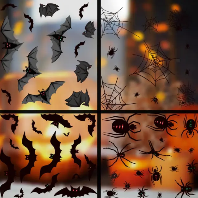 Halloween-Fledermaus-Aufkleber, 3D-gotische gruselige Wanddekoration für