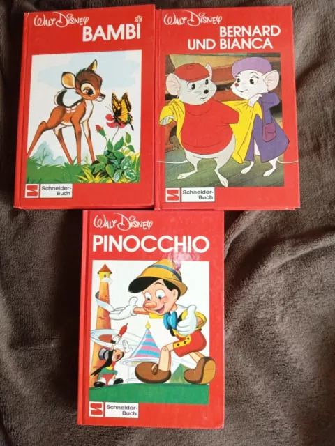 3 Walt Disney Bücher: Bambi, Bernard Und Bianca, Pinocchio 1978