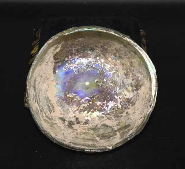 Big Ancient Roman Glass Bowl with Iridescent Patina Circa 1st - 3rd Century AD