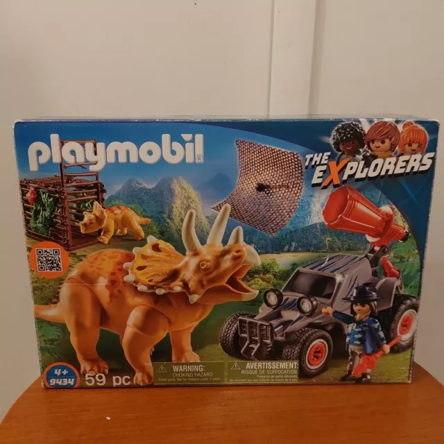 Playmobil Dinos 5234 pas cher, Tricératops et son petit avec arbre