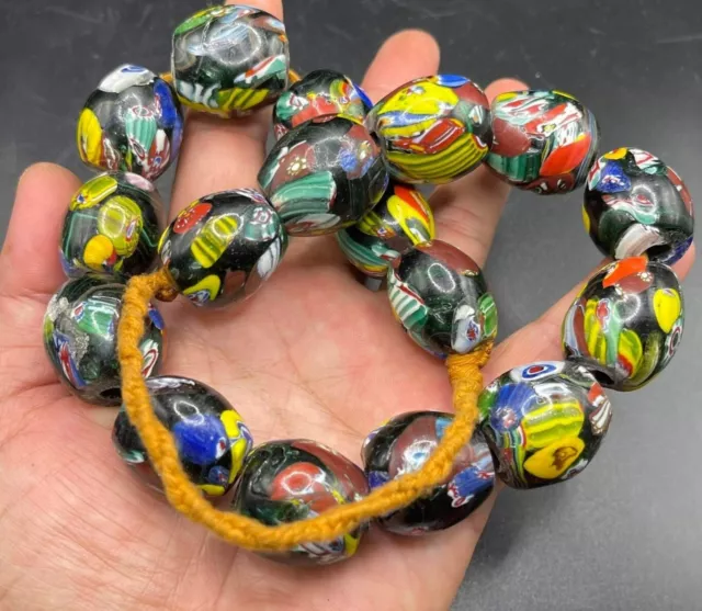 Roman Beautiful Antique Old mosaic glass COLORFUL Rare Lovely beads Necklace