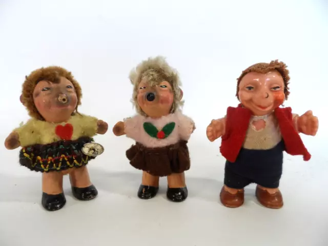 3 antike Mecki Figuren Steiff? Massefiguren Igel Micki Borstel