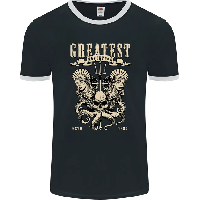 T-shirt da uomo Trident Skull Scuba Diving Polpo Cthulhu FotoL