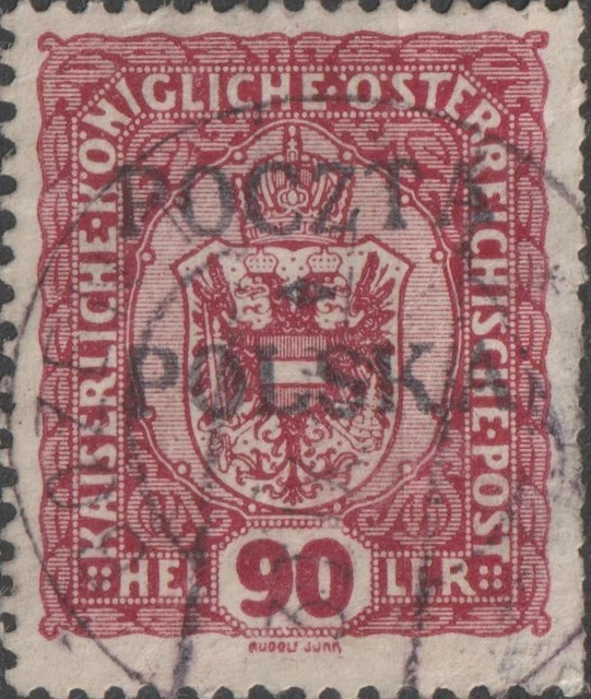Free Shipping USED 1919 POLAND 90 Hel Krakow POLSKA POCZTA Overprint on Austrian