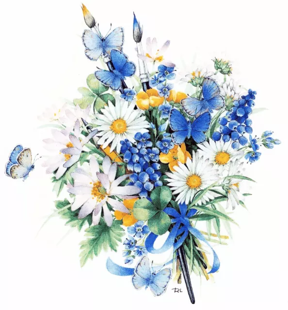 Calcomanías de cerámica blanco amarillo azul margarita ramo mariposa tobogán acuático Tx