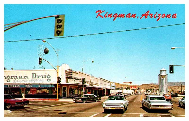 Postcard SHOPS SCENE Kingman Arizona AZ AR1836
