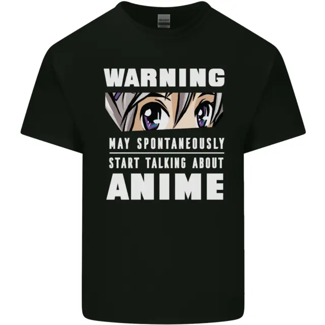 T-shirt top da uomo in cotone Warning May Start Talking About Anime divertente