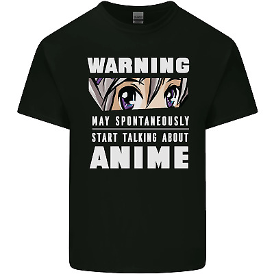 Warning May Start Talking About Anime Funny Mens Cotton T-Shirt Tee Top