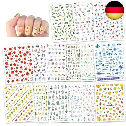 Konsait 3D Design Sommer Nagel Sticker selbstklebende Aufkleber Nail Art Nail