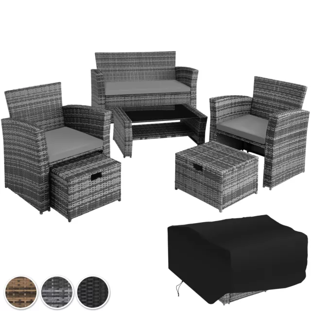 Poly Rattan Sitzgruppe Gartenmöbel Lounge Gartenset Balkon Garten Garnitur Tisch