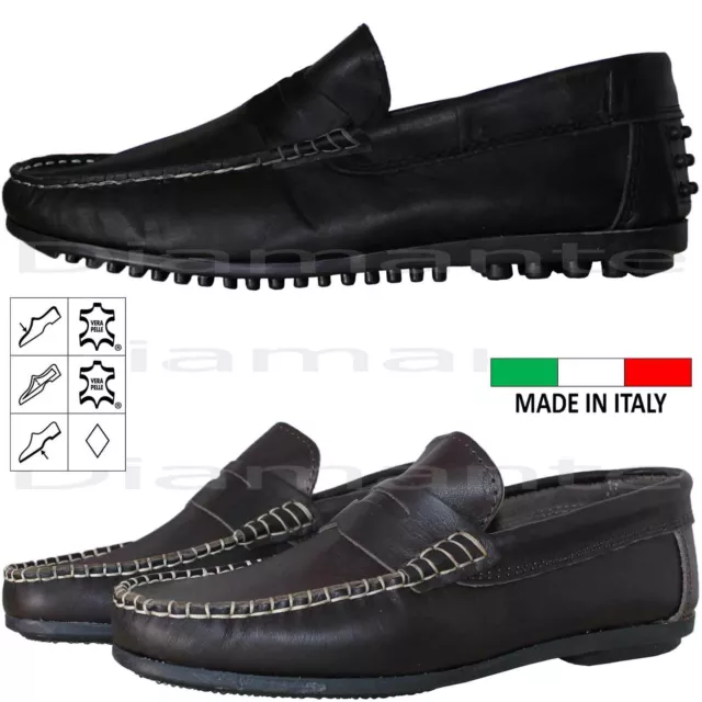 Mocassino Uomo Scarpe in Vera Pelle Made In Italy classiche Nuovo 7081\1010V