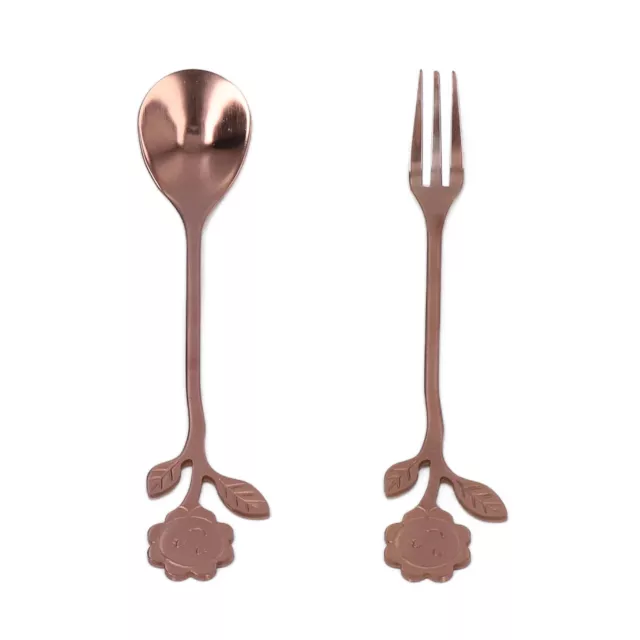 (Rose Gold)Spoon Fork Set One Piece Molding Mirror Polishing Elegant Style LT