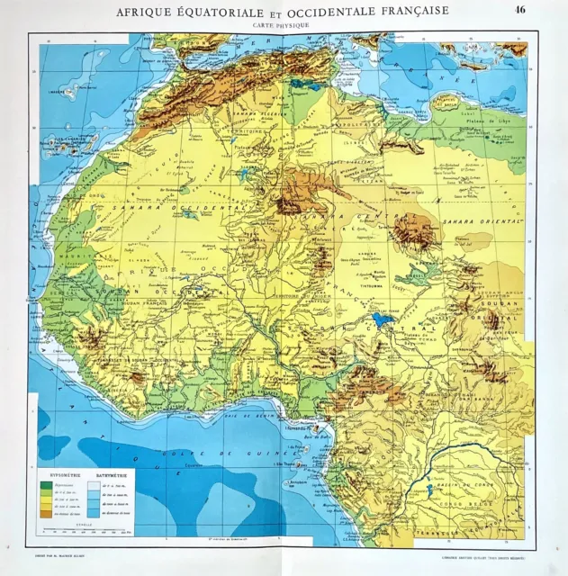 1951 Original Carte Afrique équatoriale et occidentale française