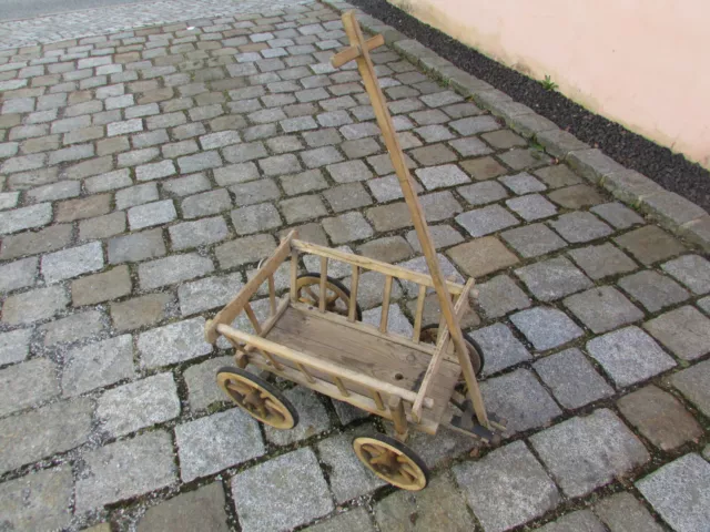 alter Leiterwagen Handwagen Holzwagen Bollerwagen Gartendeko Holz Wagen (S7)