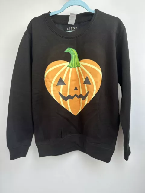 Lipsy NEXT Kid's Halloween Heart Shaped Pumpkin Sweatshirt Age 7-8 Boys Girls BN