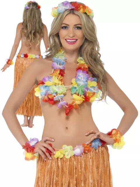 5PC HAWAIANO FESTA Kit Lei Gonna Hawaiana Costume Festa Spiaggia Adulti  Costume EUR 32,85 - PicClick IT