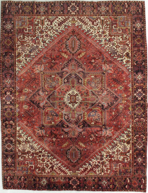 Hand Knotted Heriz Tribal Red Navy Wool Oriental Area Rug Carpet 8'7" x 11'2" Hand Knotted Heriz Tribal Red Navy Wool Oriental Area Rug Carpet 8'7" x 11'2"