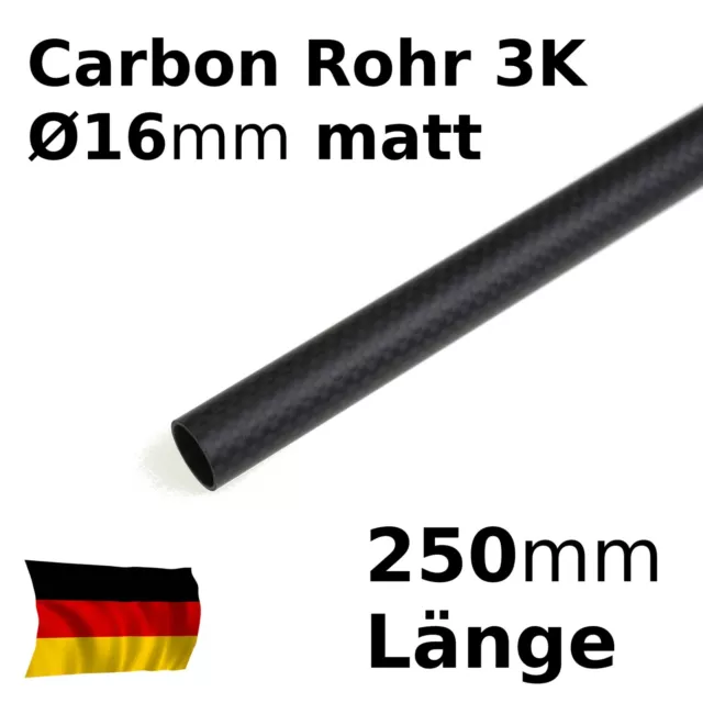 Hochglanz Carbon Rohr Ø 25mm / Sichtcarbon CFK Kohlefaser Tube 3K  Köper/Länge wählbar (330mm)