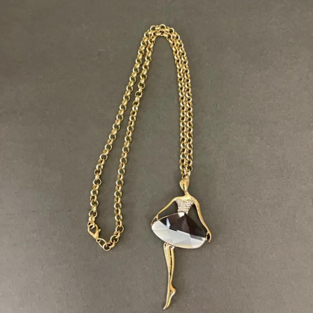 Gold-tone Chain Ballerina Rhinestones Fashion Jewelry Necklace