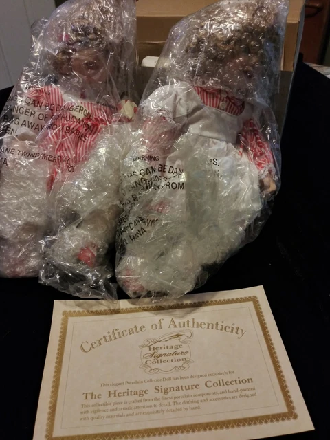 Porcelain Candy Cane Twins Merry & Carol Dolls Heritage Signature Collection NIB