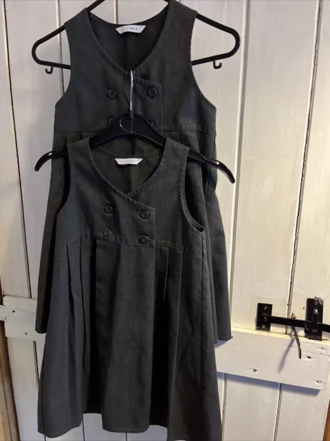 BUNDLE x 2 M&S GREY SCHOOL PINAFORE DRESSES AGE 5 Years