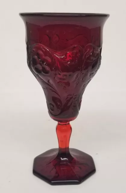 Rare 1930 MCKEE Glass ROCK CRYSTAL Ruby Red 4 7/8" Wine Glass - 2 Available