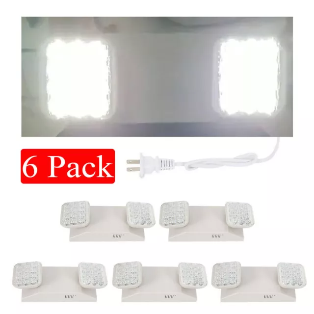 4/6Pack LED Emergency Exit Light Adjustable 2 Head With Battery Back-up US Stock