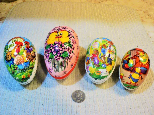 Lot 4~Vintage German Easter Egg Candy Containers Ducks Chicks Paper Mache EUC