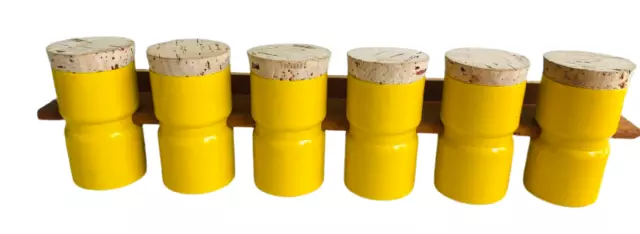 Mid Century Mod Copco Yellow Wall-Mounted Spice Rack Complete MINT