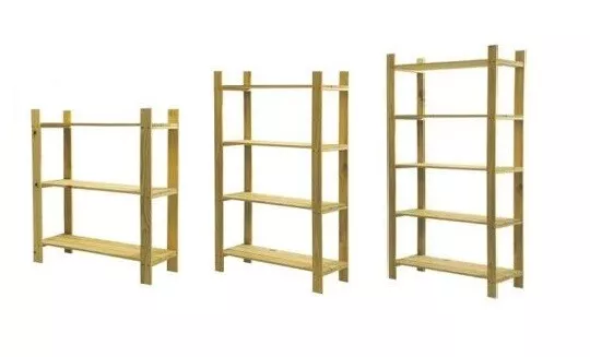 3 4 & 5 Tier Solid Wood Made Storage Shelf Garage Shelving Unit Wooden Bookcase