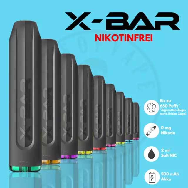 X-BAR E-Zigarette E-Shisha 650 Züge ohne Nikotin E-Liquid I Einweg Vape Set