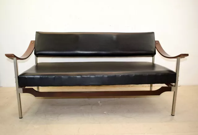 Italian Steel, Curved Plywood & Rosewood Sofa, 1960s