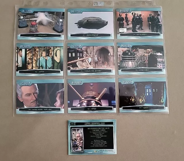 Strictly Ink ~ Doctor Who Big Screen Trading Cards Promo Set of 10 Cards