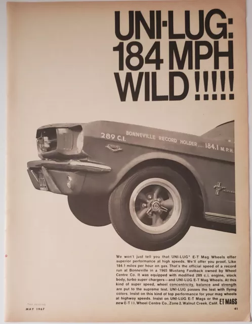 Uni-Lug ET Mags Wheels vintage Magazine Advertisement 1967