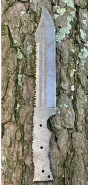 12" HANDMADE DAMASCUS HUNTING TRACKER BOWIE BLANK BLADE KNIFE FULL TANG -13x