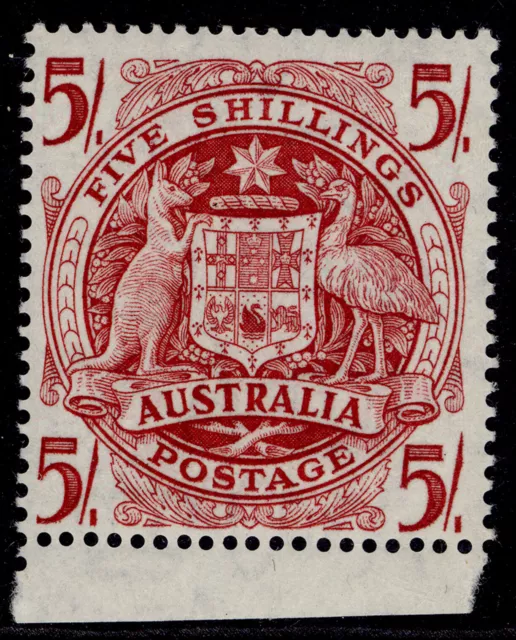 AUSTRALIA GVI SG224a, 5s claret, NH MINT.