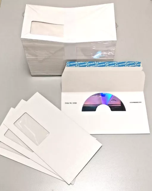 CD/DVD Versand-Brief-Umschlag mit Klebeverschluss Pappe DIN lang weiß 100er Pack