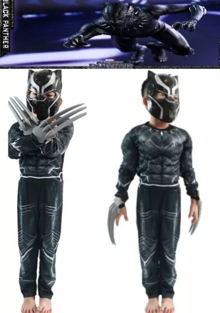 Neu Black Panther Boys Kids Superhero Cosplay Costume Xmas Party Fancy Karneval