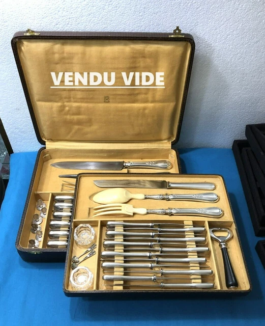 Coffret écrin vide en bois 1 tiroir pour ménagère de 61 couverts