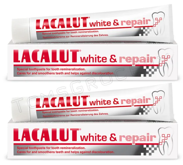 2 LACALUT WHITE & REPAIR Daily Toothpaste for Tooth Remineralization 75ml