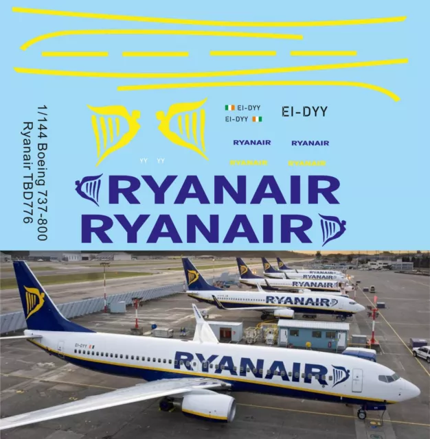 1/144 Decals X Boeing 737 800 Ryanair Livery TB Decal TBD776