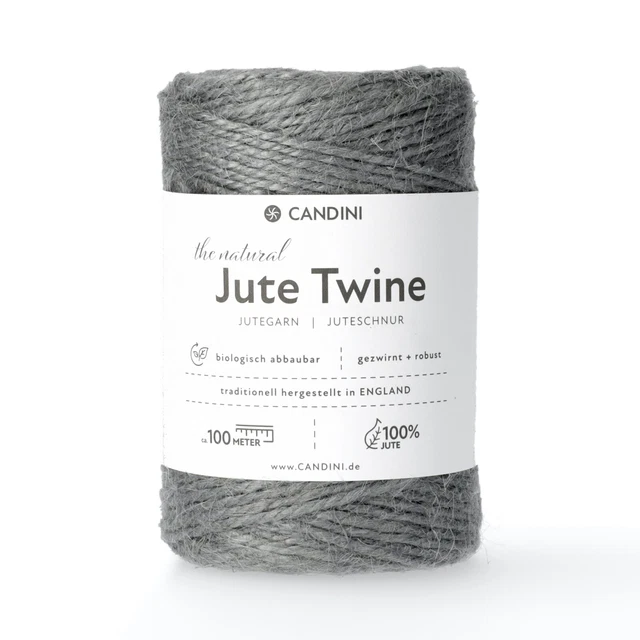 Jutegarn - silber grau, 100m, 2-3mm Jute-Schnur Kordel Paketschnur Bastelschnur