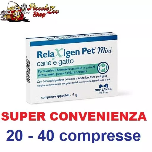 NBF-Lanes RelaXigen Pet Mini cane e gatto 20 - 40 cpr contro stress ansia paura