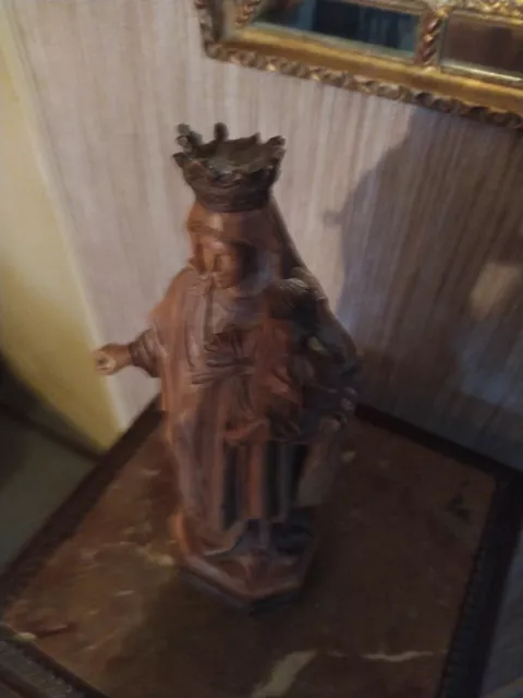 Statuette Vierge à l'enfant en Bois Sculpté "Ouro Artesania" 3