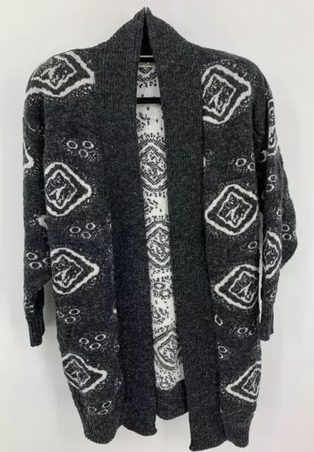 Vintage Garland Open Front Cardigan Sweater Duster Pockets Boho XL