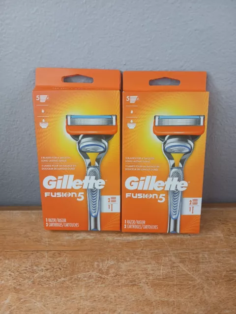 Cartuchos plateados Gillette Fusion 5, 1 mango/2 por paquete (paquete de dos)